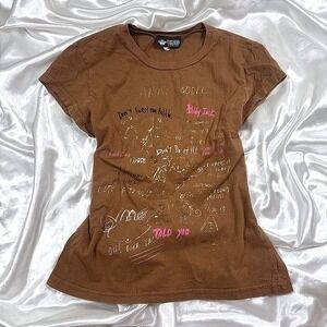 y2k Bobby Jack Artist Doodle T-Shirt Brown Monkey Graphic Baby Tee